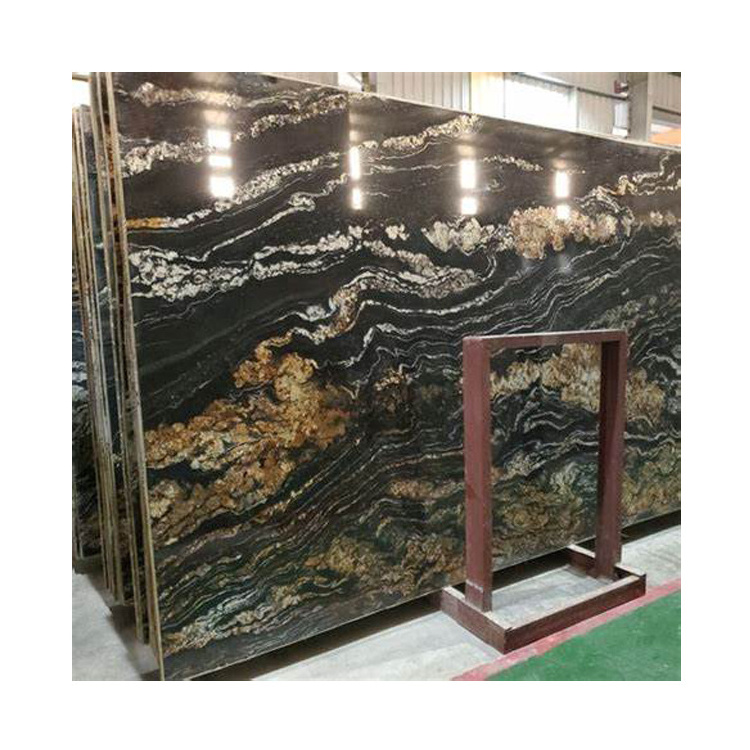 Newstar Stone Exotic Granite Slab for Kitchen Countertop Floor Wall Brazilian Black Gold Luxury Granite