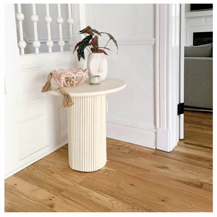 Fluted table for a sofa bide side table round cylinder pedestal display art decor plinths fluted marble side table