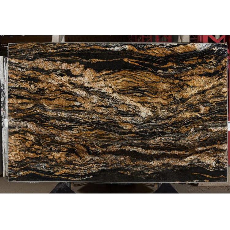 Luxury golden stone slab countertop bar top island black cosmos gold veins granite slabs black taurus granite