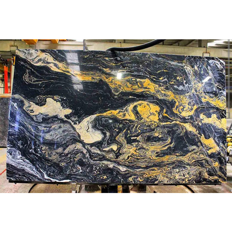 Newstar Stone Exotic Granite Slab for Kitchen Countertop Floor Wall Brazilian Black Gold Luxury Granite