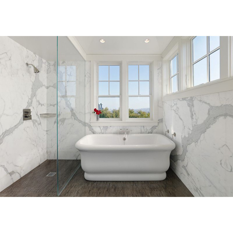 Calacatta gold white marble veins faux quartz panels artificial white quartz for shower walls