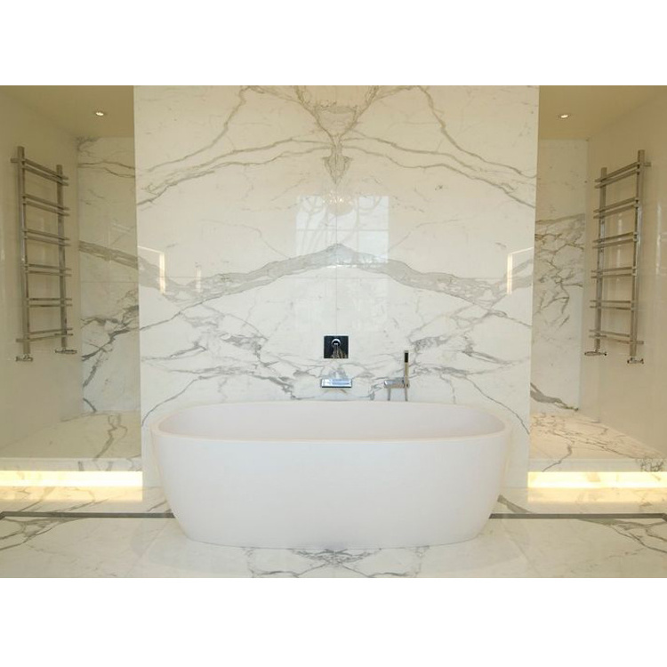 Calacatta gold white marble veins faux quartz panels artificial white quartz for shower walls