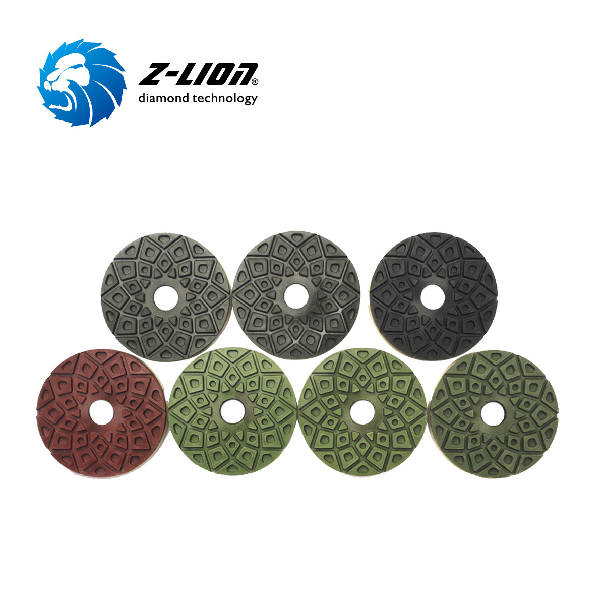 ZL-EQ Wholesale 5inch 125mm Snail Lock Polishing Pads 10mm Thick Resin Hexagon Diamond Edge Polishing Pad