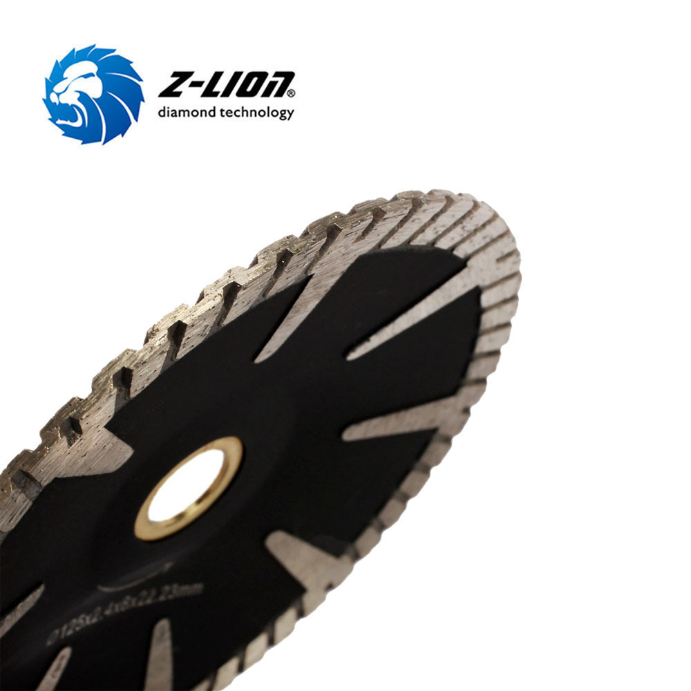 Z-LION 5 Inch Concave Curved Diamond Cutting Disc Turbo Rim Saw Blade For Granite Marble Stone