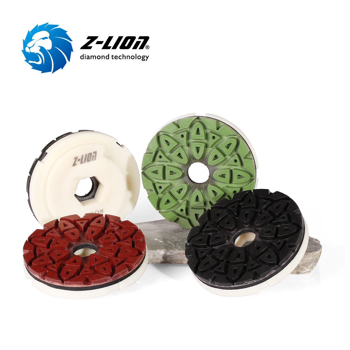 ZL-EQ Wholesale 5inch 125mm Snail Lock Polishing Pads 10mm Thick Resin Hexagon Diamond Edge Polishing Pad