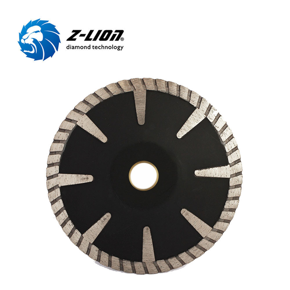 Z-LION 5 Inch Concave Curved Diamond Cutting Disc Turbo Rim Saw Blade For Granite Marble Stone