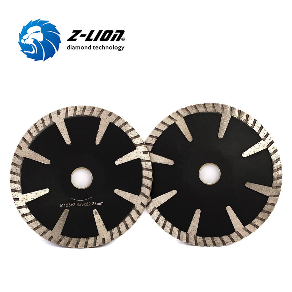 Z-LION 5 Inch Concave Curved Diamond Cutting Disc Turbo Rim Saw Blade For Granite Marble Stone