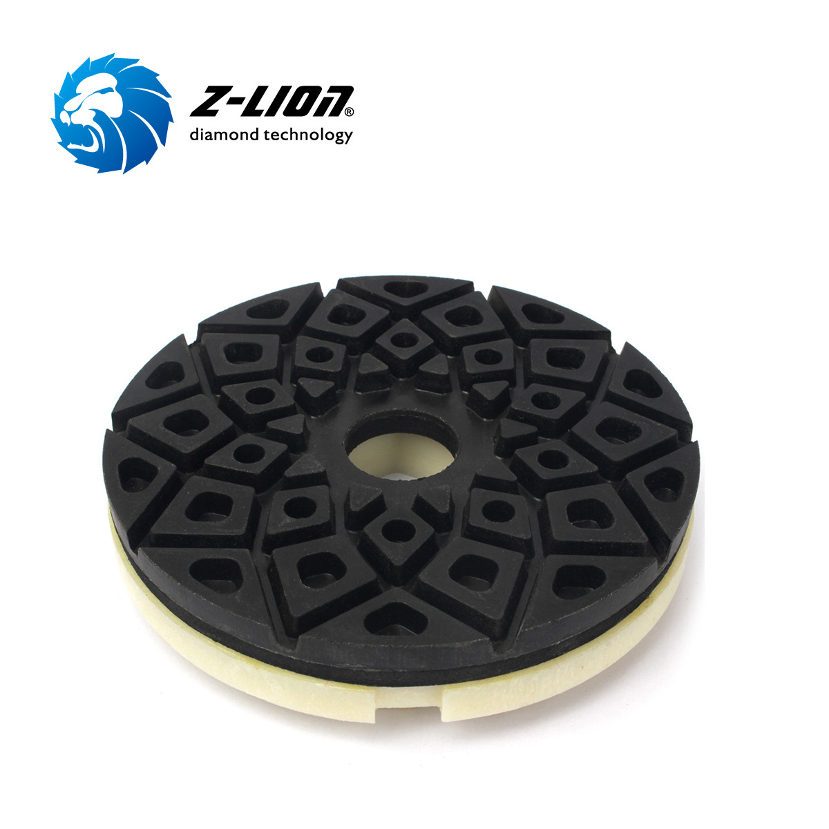 ZL-EQ Wholesale 5inch 125mm Snail Lock Polishing Pads 10mm Thick Resin Hexagon Diamond Edge Polishing Pad