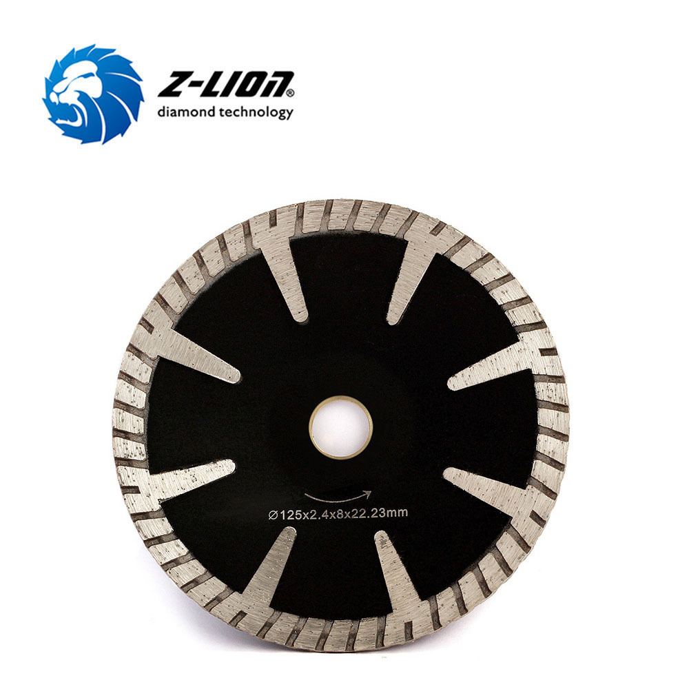 Z-LION 5 Inch Concave Curved Diamond Cutting Disc Turbo Rim Saw Blade For Granite Marble Stone