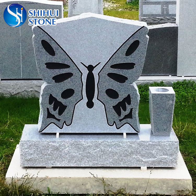 China popular design beautiful color butterfly headstones for sale