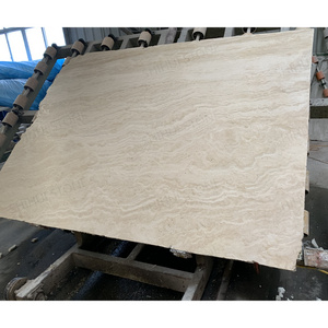 SHIHUI Wholesale Natural Beige Navona Travertine Slab Vein Cut Marble Polished Finish Modern Kitchen Floor Countertop for Hotels