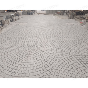 SHIHUI Customized Granite G603 Round Circular Paver Pattern Back Meshed Patio Paving Stones