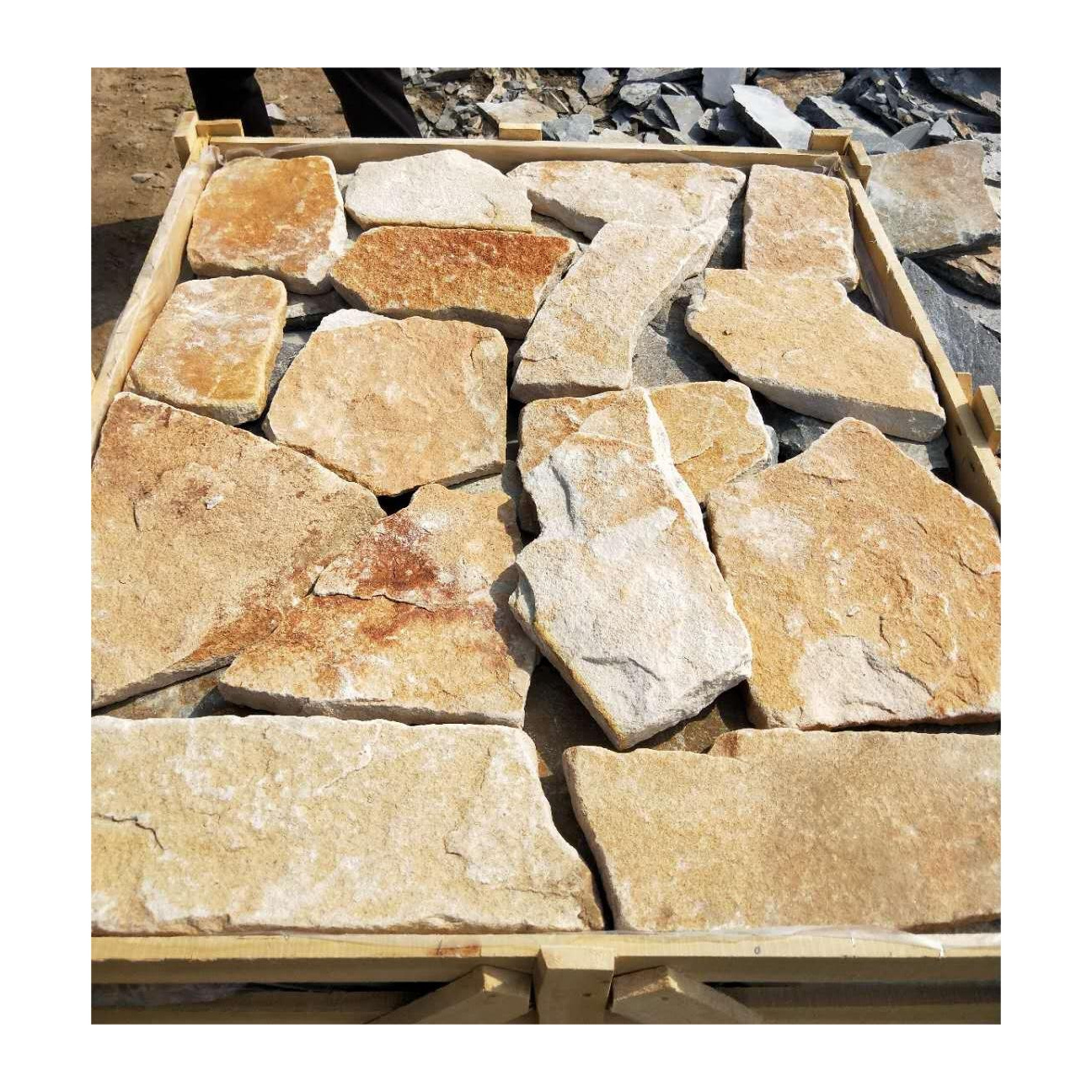 SHIHUI Popular China Yellow White Sandstone Dry Stack Stone Veneer Exterior Stone Wall Cladding For Exterior And Interior Walls