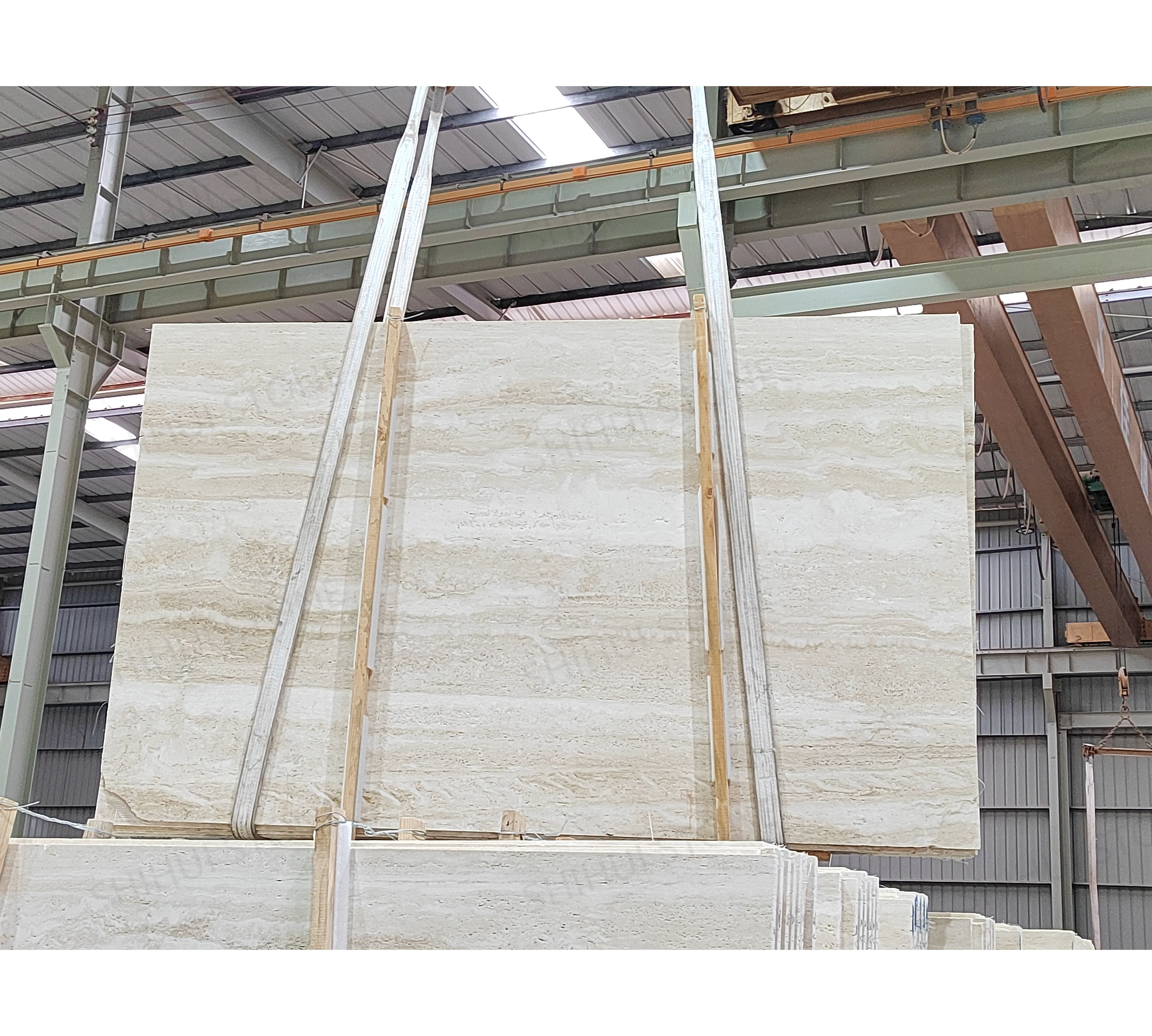 SHIHUI Wholesale Italian Ivory Travertine Polished Marble Slab Modern Hotels Natural Stone Floor Tiles