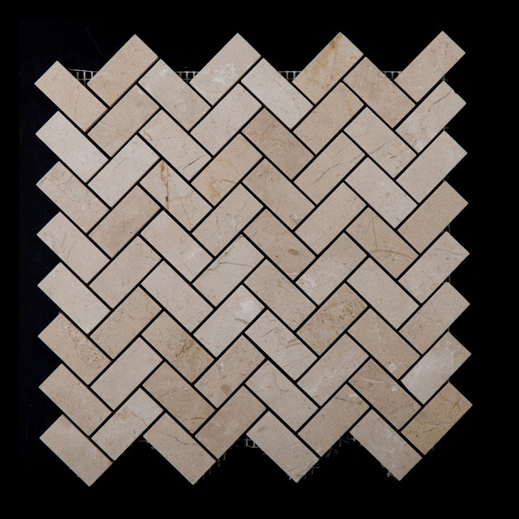 Italy Bianco Carrara Herringbone Marble Tile Brick And Marble Mosaic Flooring