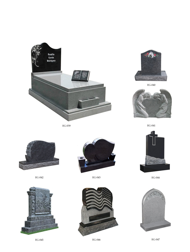 Carved grave Black Granite Stone Upright Headstone USA Monuments Tombstones