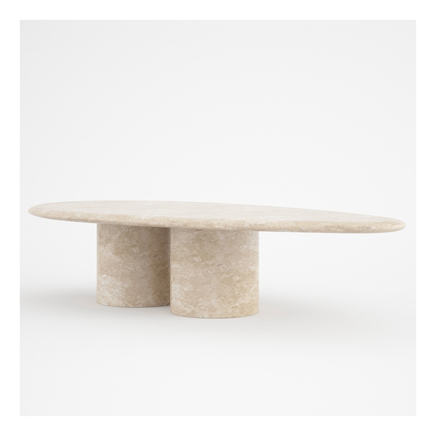 Nordic Modern Italian Style Living Room Stone Travertine Oval Coffee Table