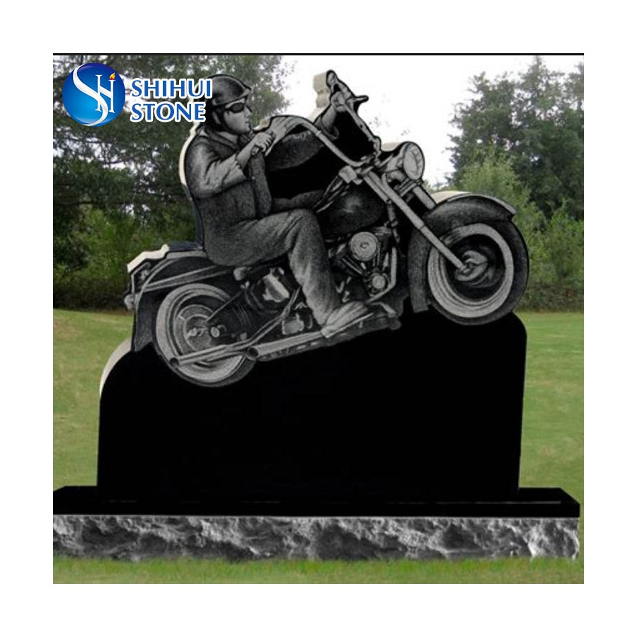 Professional Detailed Carving Headstone In Motorcycle Design