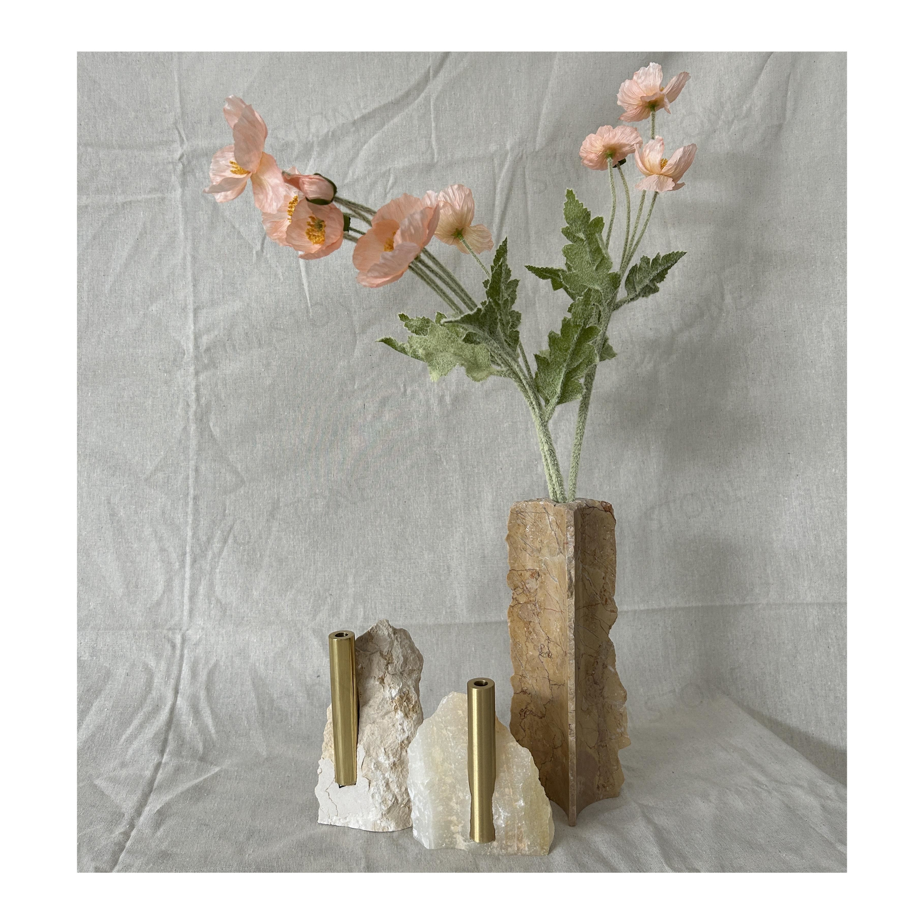 SHIHUI New Customized Nordic Home Decoration Accessories Natural White Onyx Tabletop Decor Flower Vases Marble Vase