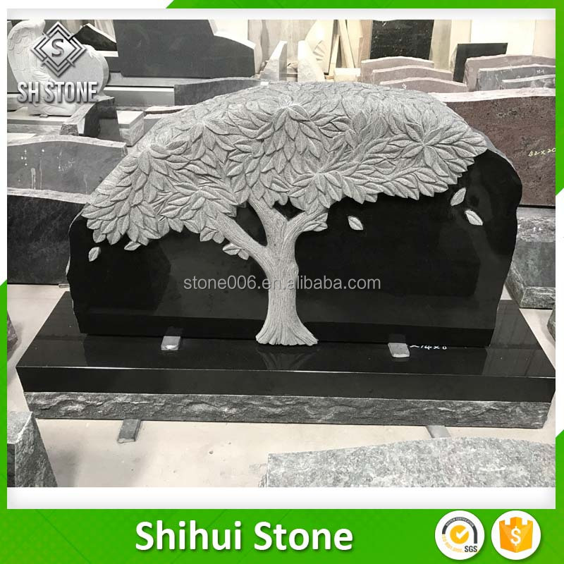 Best Detailed Carving Tree Headstone Design With Pretty Color