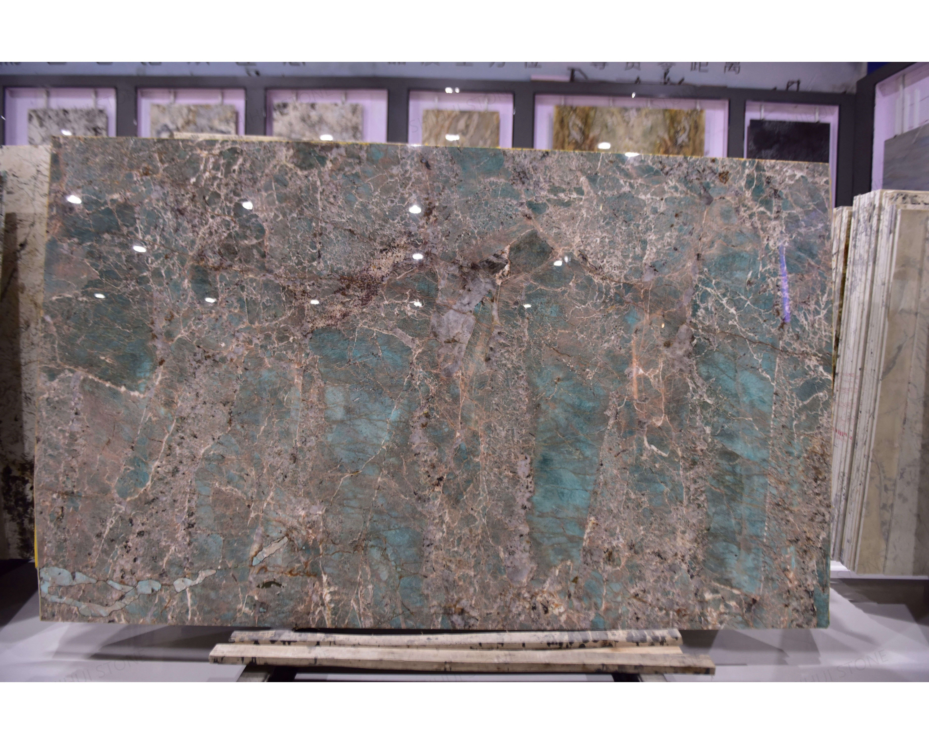 SHIHUI Wholesale OEM/ODM Brazil Green Stone Quartzito Kitchen Countertops Amazonite Green Marble Quartzite Slabs For Table Tops