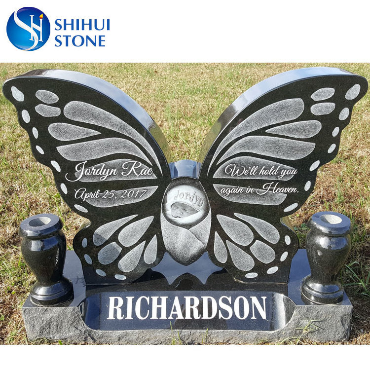 China popular design beautiful color butterfly headstones for sale