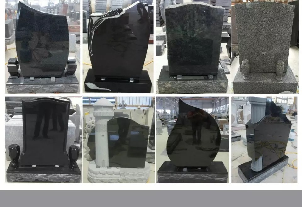 Carved grave Black Granite Stone Upright Headstone USA Monuments Tombstones