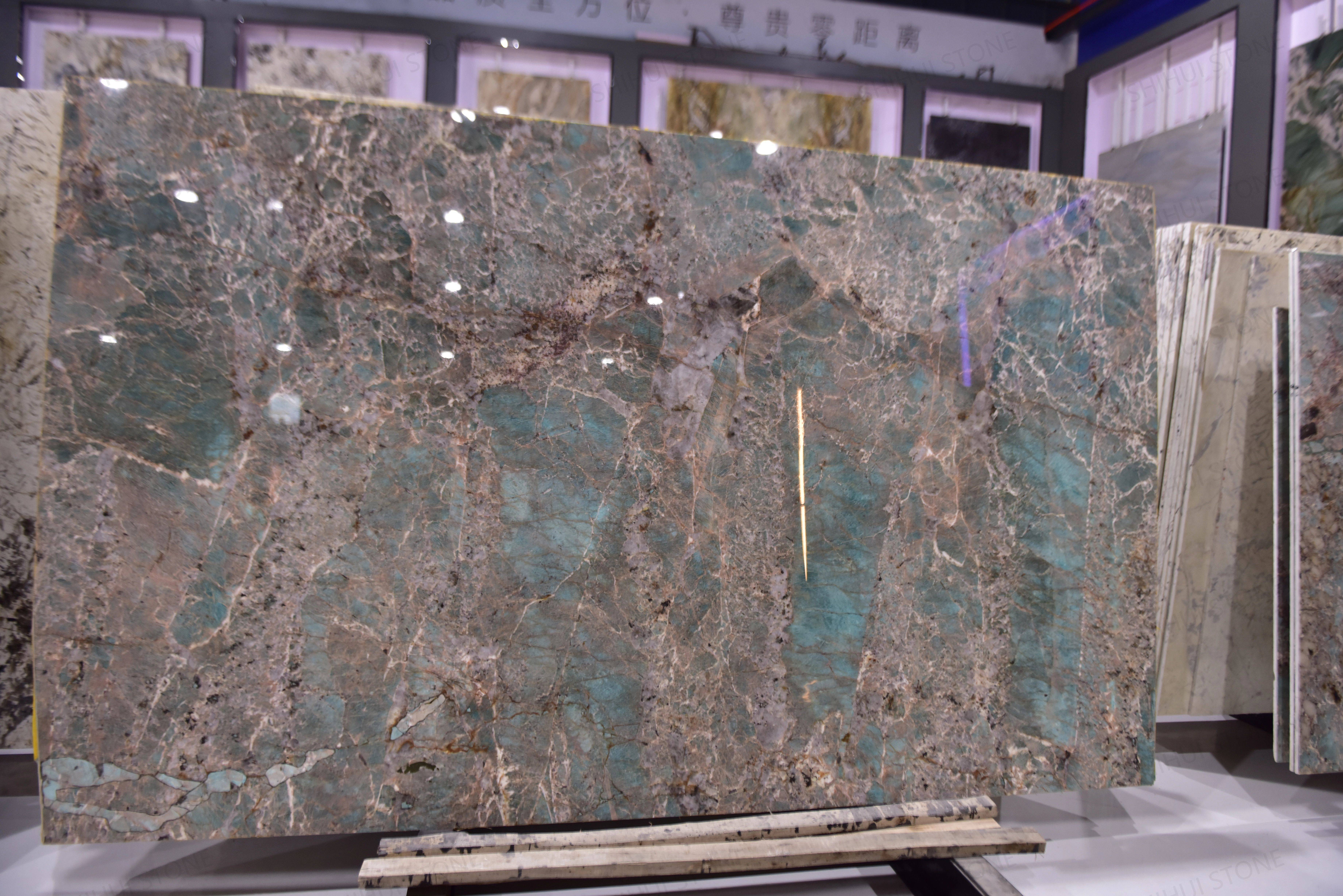 SHIHUI Wholesale OEM/ODM Brazil Green Stone Quartzito Kitchen Countertops Amazonite Green Marble Quartzite Slabs For Table Tops