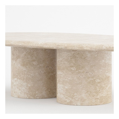 Nordic Modern Italian Style Living Room Stone Travertine Oval Coffee Table