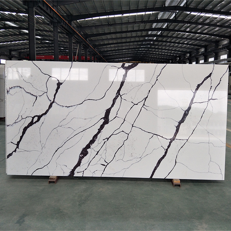 Clear Calacatta White And Black- Beige-Purple Quartz Stone Slab Calacatta Gold