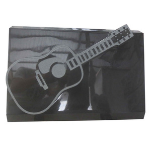 China good price pure black granite guitar headstones for grave