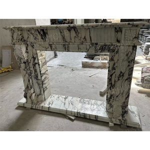 SHIHUI Customized Marble Fireplace Modern Hand Carved Luxury Calacatta Viola Marble Fireplace Mantel Marble Fireplace Surround