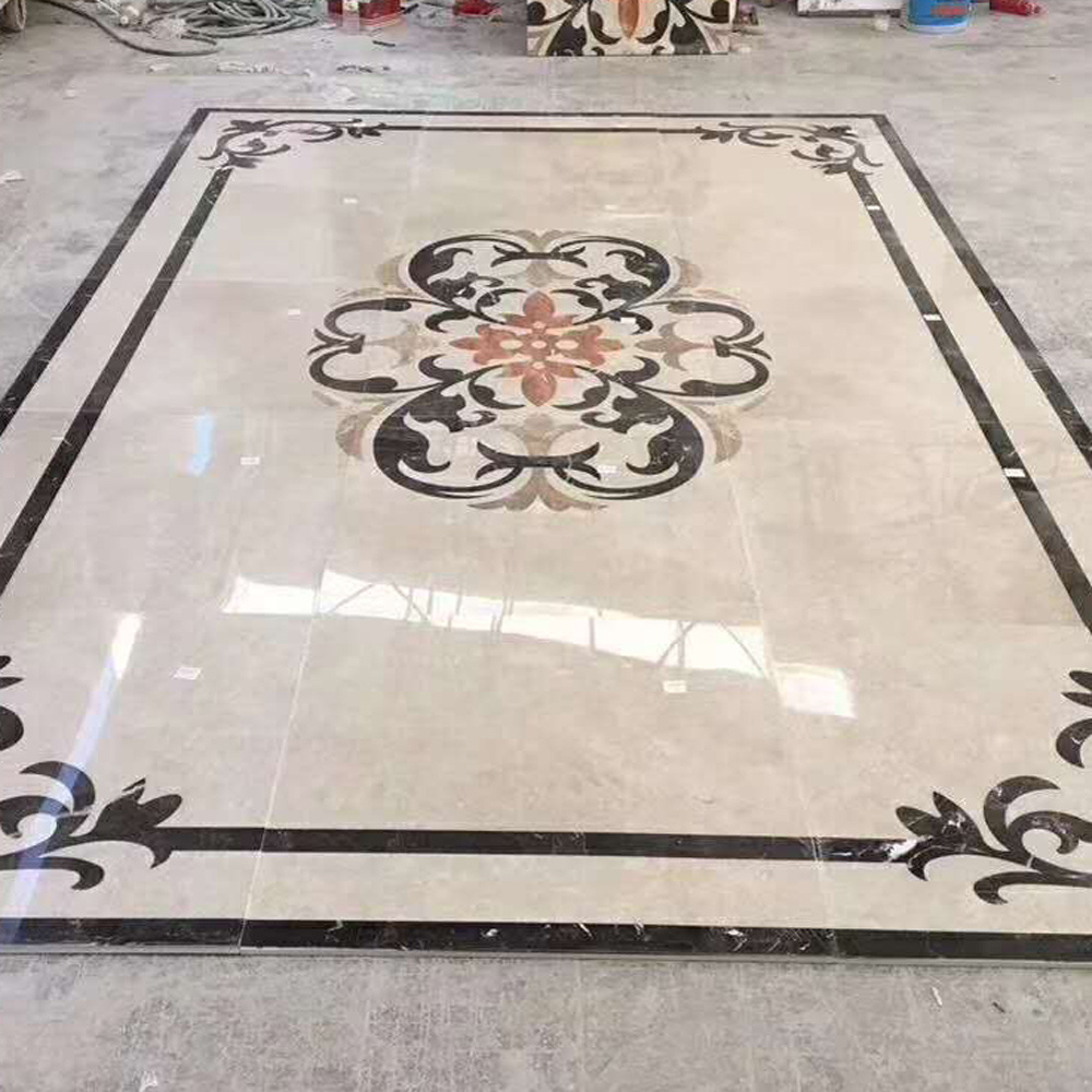 Square Waterjet Marble Flooring Flower Tiles Medallions