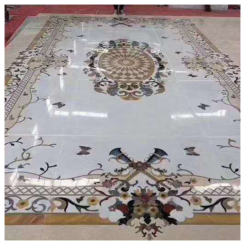 Square Waterjet Marble Flooring Flower Tiles Medallions