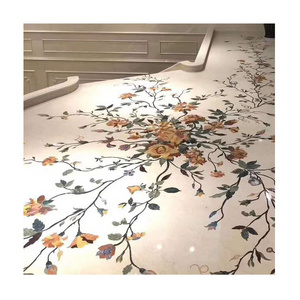 Square Waterjet Marble Flooring Flower Tiles Medallions