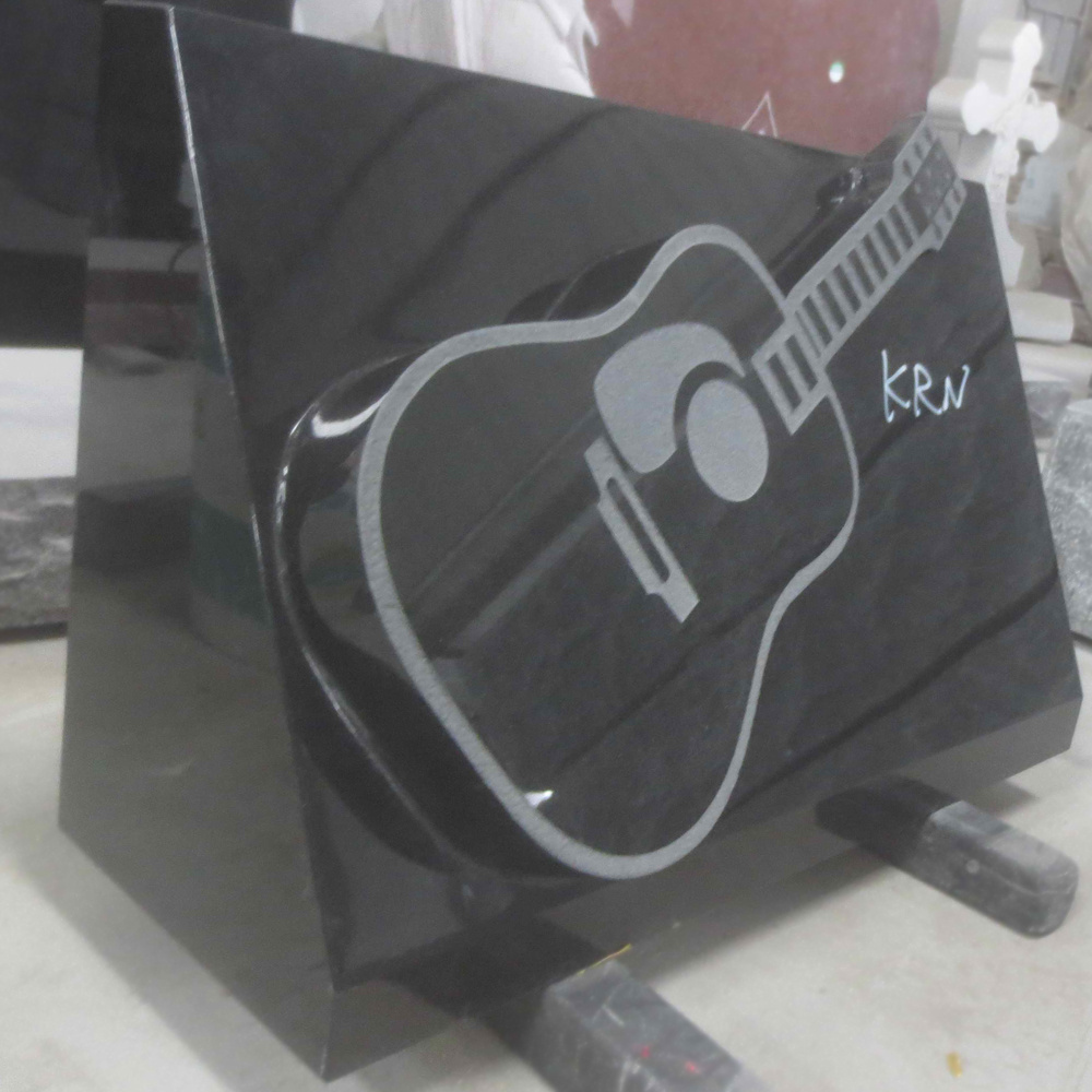 China good price pure black granite guitar headstones for grave