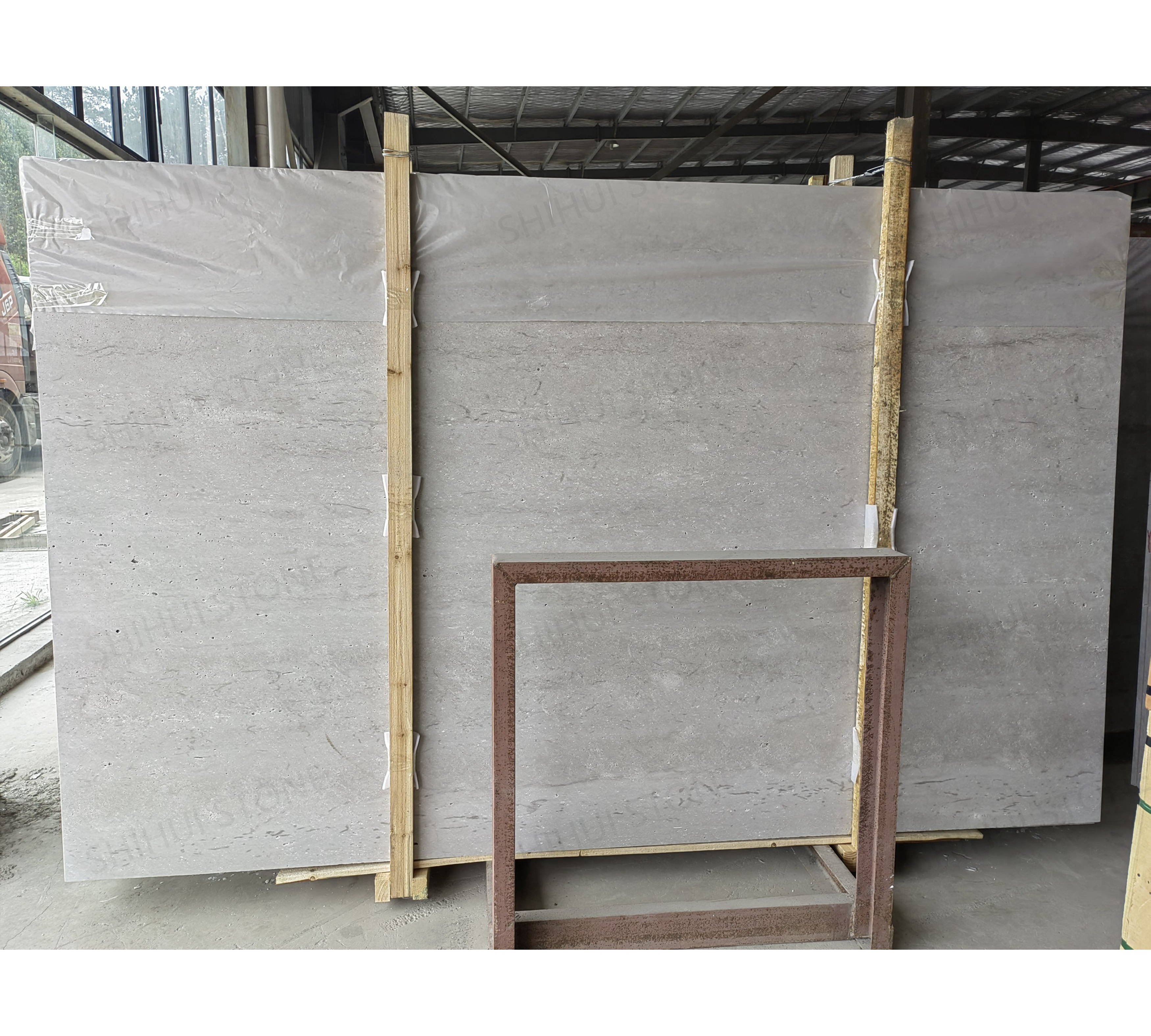 SHIHUI Modern Hotel Bathroom Countertop Floors Walls Grey Travertine Natural Marble Slabs Polished Wholesale Chinese Travertine