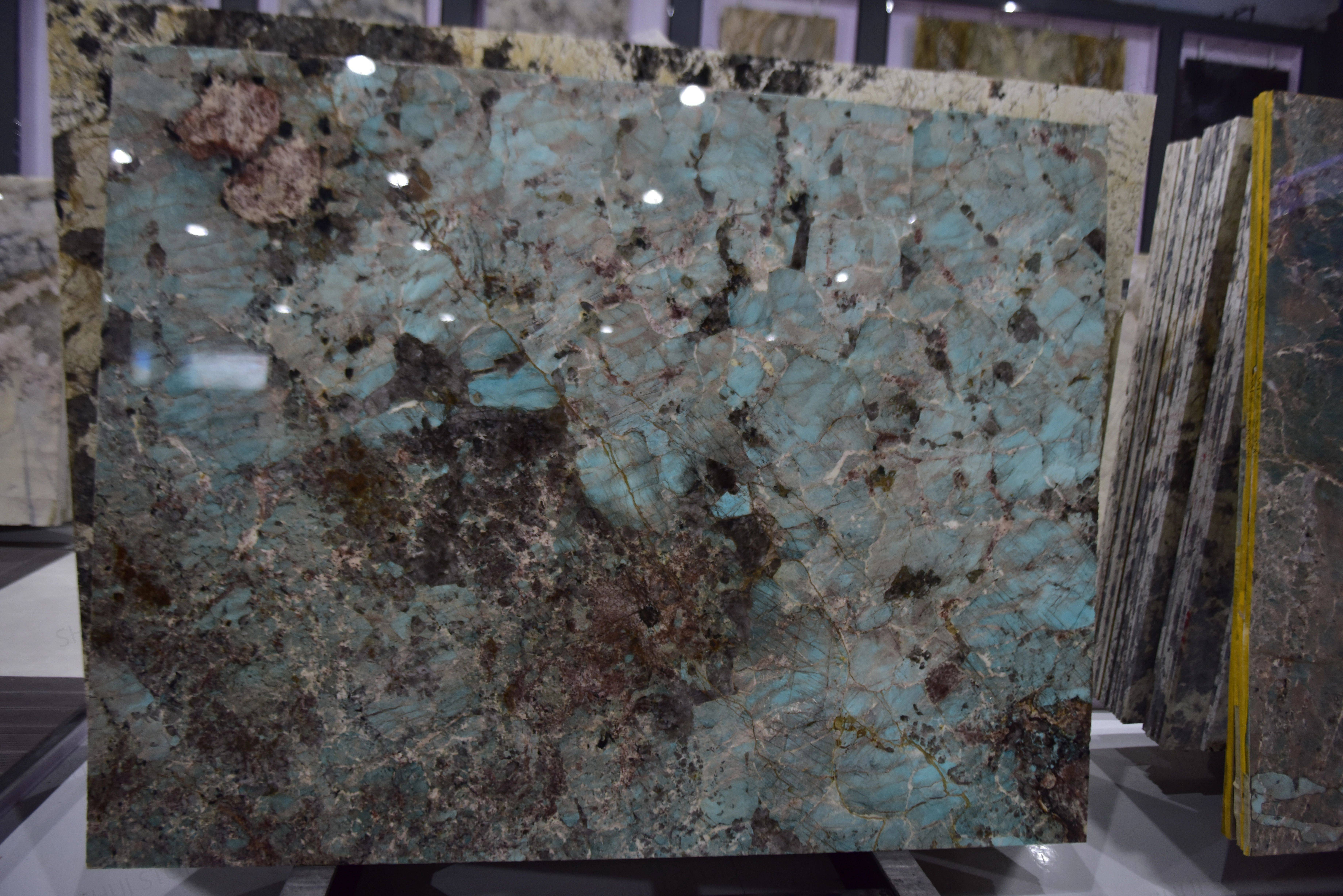 SHIHUI Kitchen Countertops Amazonite Green Marble Quartzite Slabs Modern Design Polished Surface Wholesale OEM/ODM Table Tops