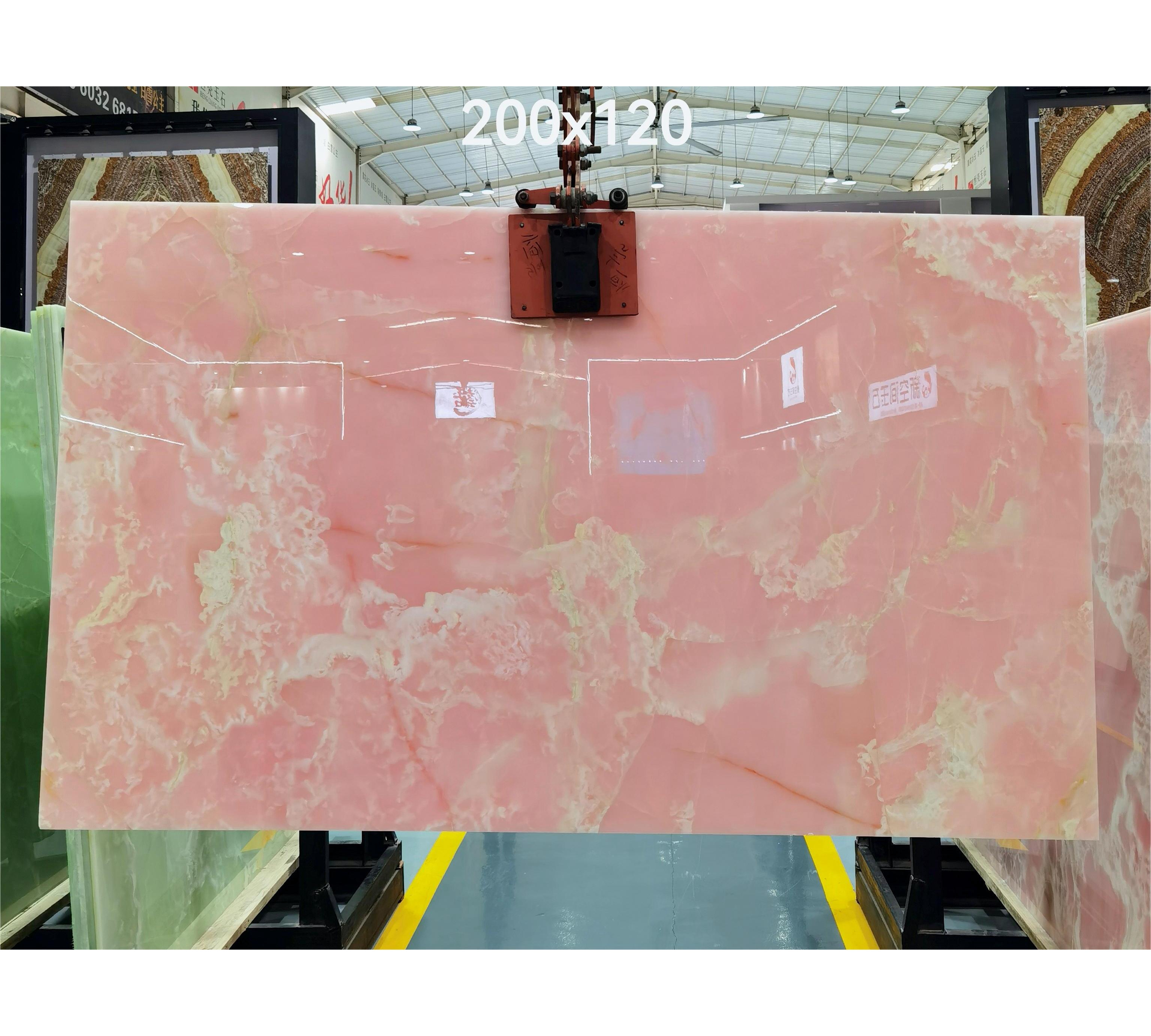 SHIHUI Wholesale High Quality Natural Stone Backlit Pink Onyx Translucent Stone Slab For Villa Decor Pink Onyx Floor Tile