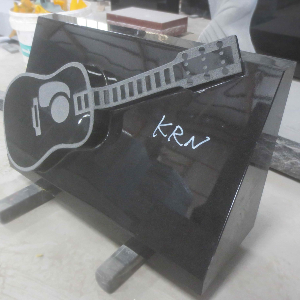 China good price pure black granite guitar headstones for grave