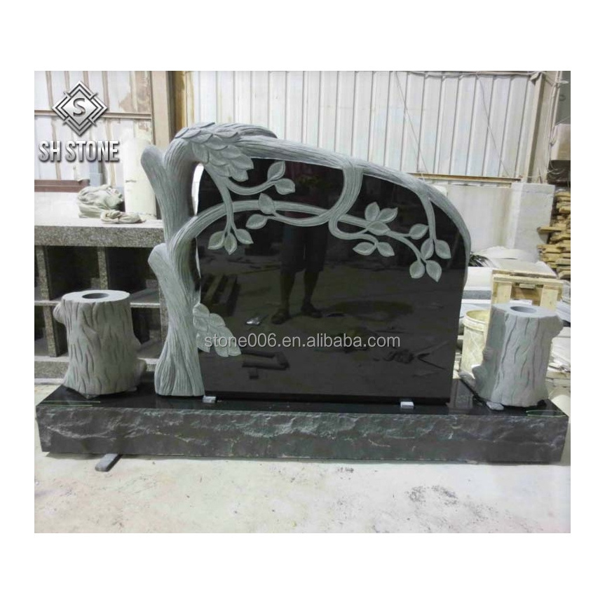 Best Detailed Carving Tree Headstone Design With Pretty Color