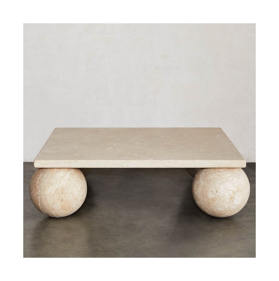 Modern Fashion Designs Travertine Marble Coffee Table Living Room Natural Stone Sphere Ball Base Travertine Coffee Table