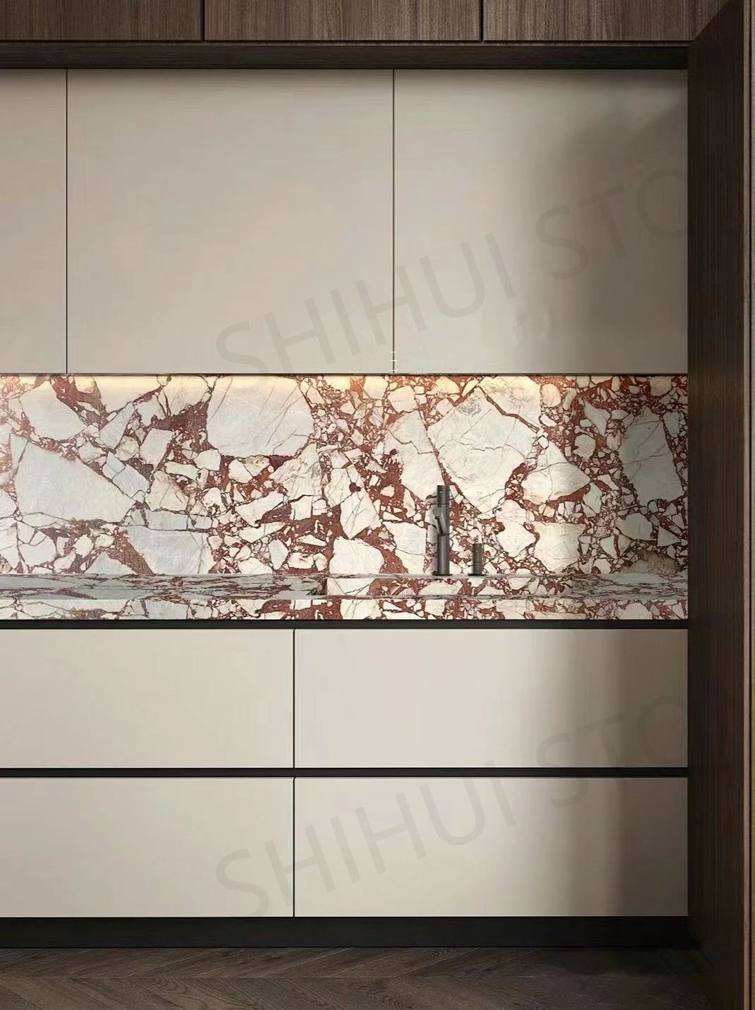 SHIHUI Wholesales Polished Red Marble Slabs Unique Natural Stone for Modern Interior Wall & Floor Decoration for Hotels