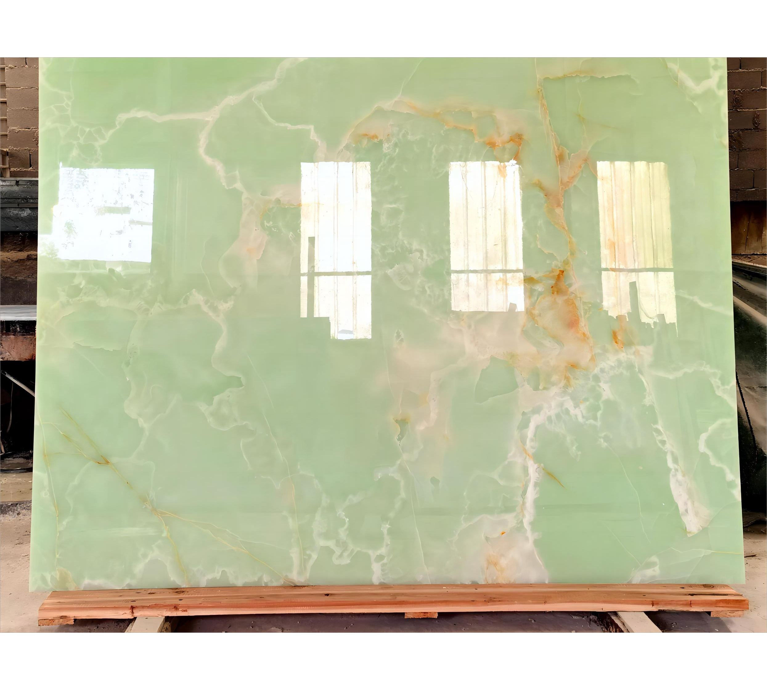 SHIHUI Beautiful Natural Green Jade Onyx Marble Slabs Graphic Design 3D Model Design For Table Bathroom Wall Onyx Stone Tiles