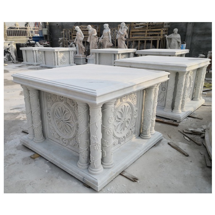 SHIHUI Hand Carved Religious Marble Church Altar Marble Altar Table Statue For Church