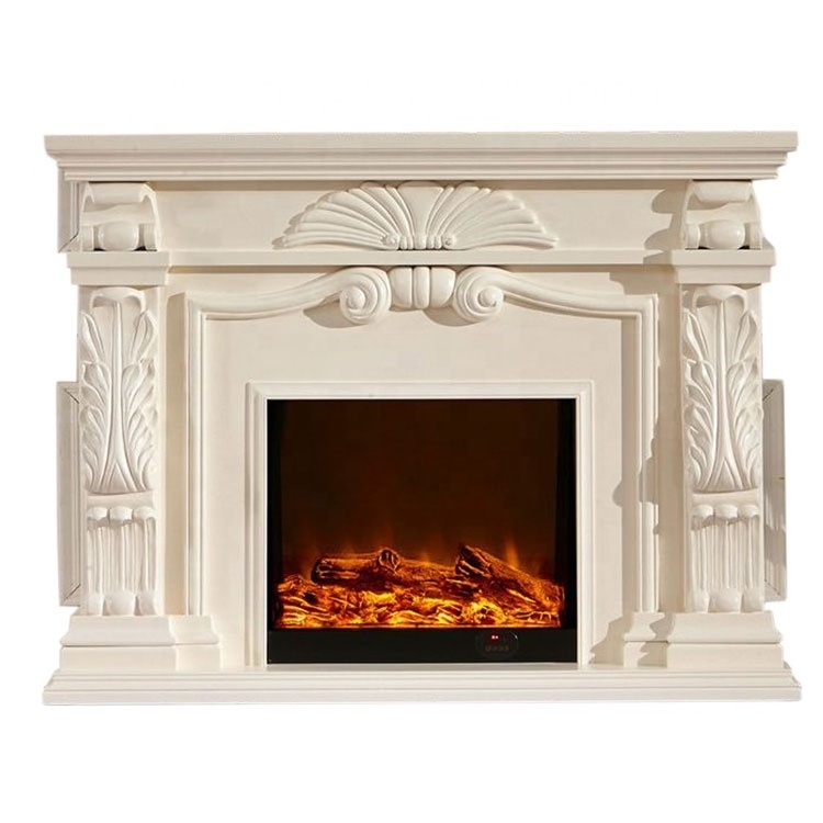 SHIHUI Hand Carved Surround Mantel Limestone Stone Fireplace,Fireplace Marble