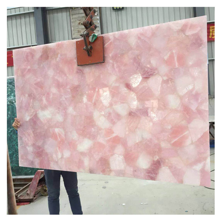 Solid Surface Pink Rose Quartz Stone Countertops Table Top