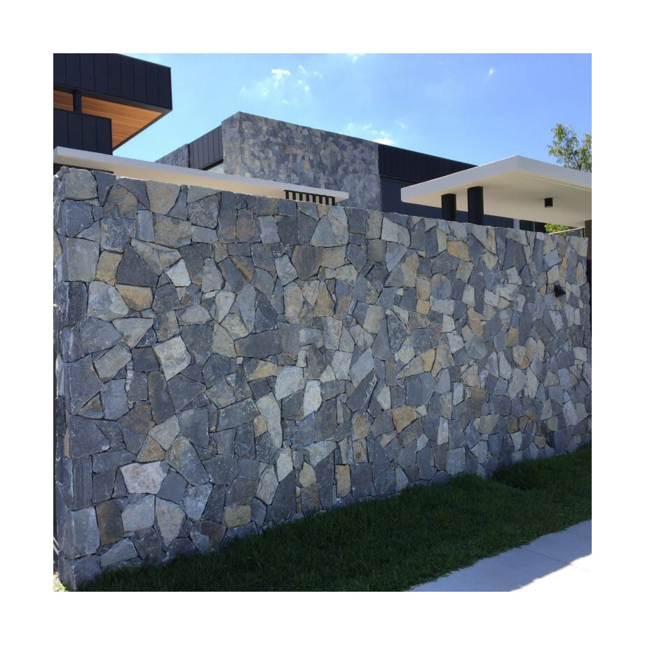 SHIHUI Natural Stone Blue Quartzite Slate Dry Stack Stone Wall Cladding Exterior Wall Stone For Home Decoration