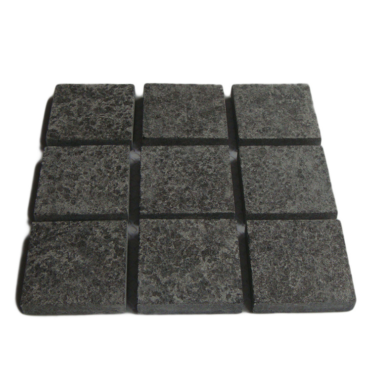 G684 Natural Black Granite Cobblestone Paver Mats