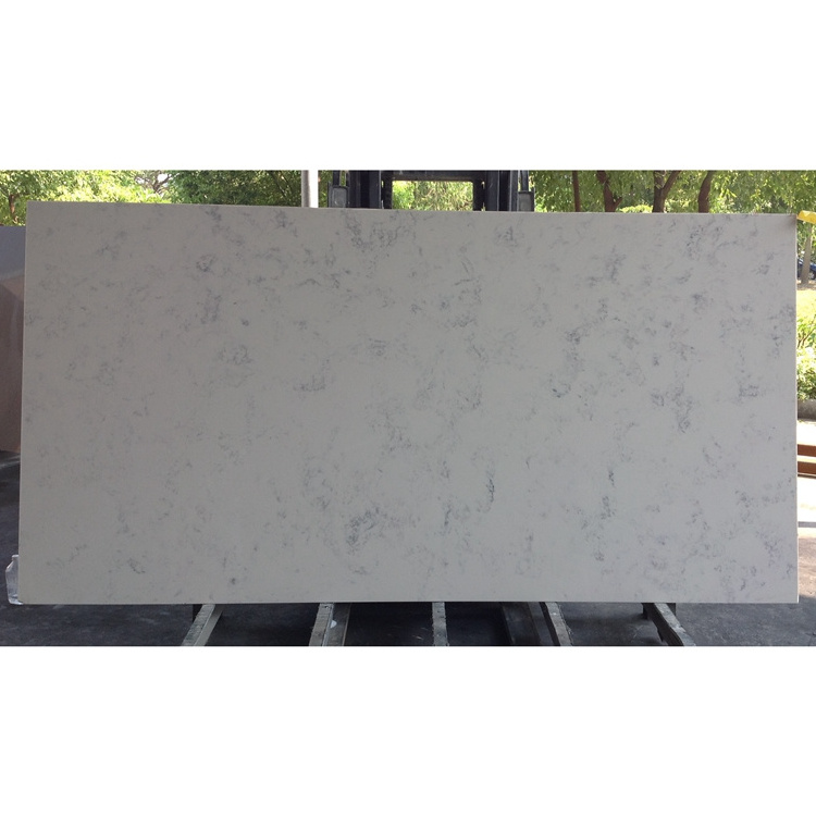 SH7817 Good Quality Artificial Carrera Marble Look Quartz Stone Slab For Kitchen Countertop, White Carrara Quartz